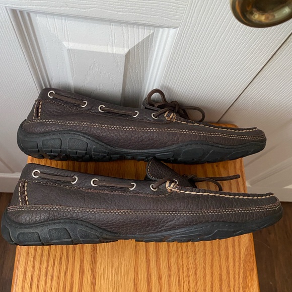 L.L. Bean Dark Brown Pebbled Leather Driving Moccasins SZ 10 1/2 EE EXTRA WIDE - Picture 3 of 8